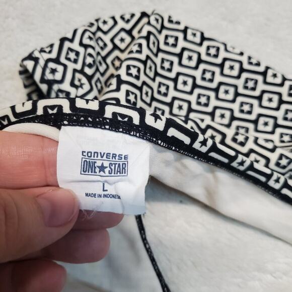 Converse White Black Logo Print 2 piece Halter Top Bikini Swimsuit Swim Bottom L - Picture 11 of 11